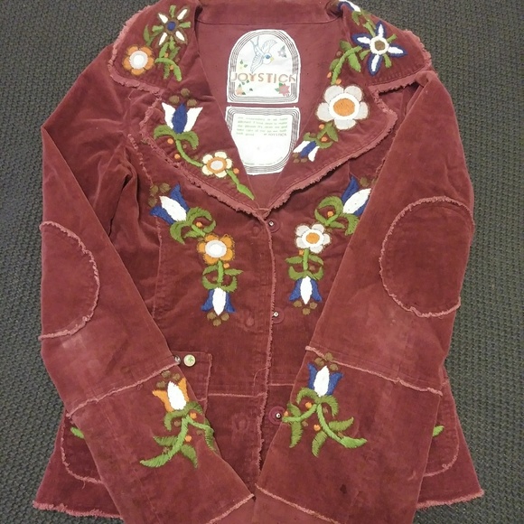 Women's Embroidered Jean Jacket - Red - Picture 1 of 1
